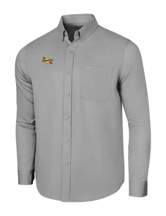 Long Sleeve Light Grey Superpro React Twill Shirt w/Sunoco Logo