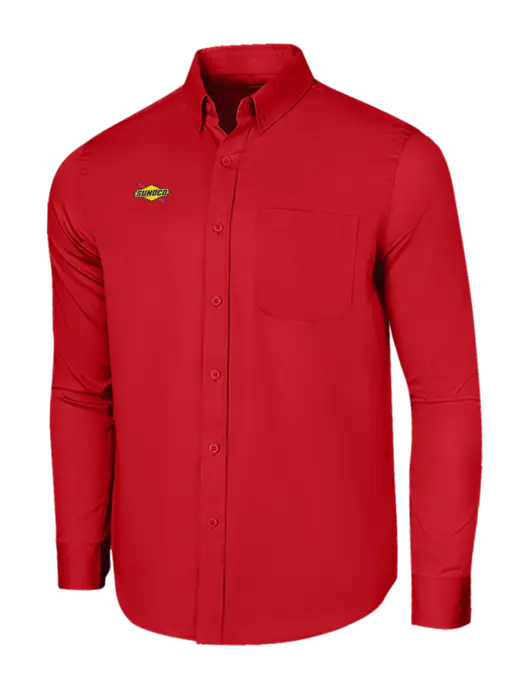 Long Sleeve Red Superpro React Twill Shirt w/Sunoco Logo