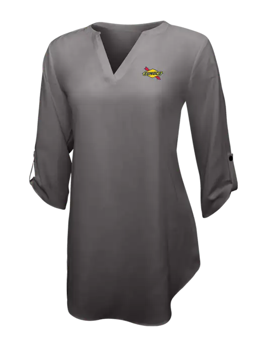 Dark Grey Womens 3/4 Sleeve Tunic Blouse w/Sunoco Logo