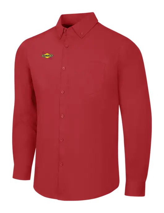 Red Long Sleeve Carefree Poplin Shirt w/Sunoco Logo