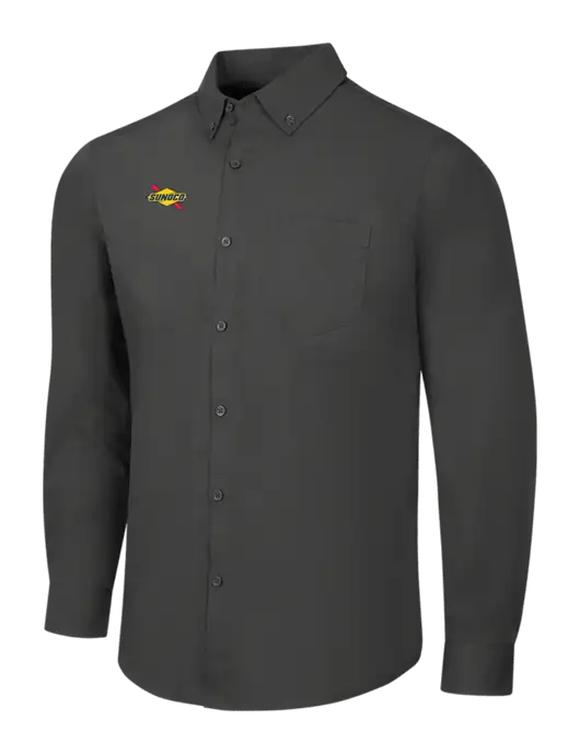 Dark Grey Long Sleeve Carefree Poplin Shirt w/Sunoco Logo
