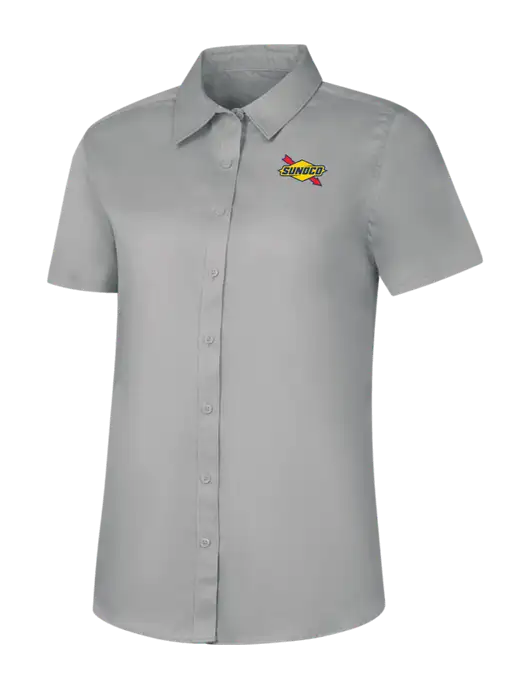 Womens Light Grey Short Sleeve Superpro React Twill Shirt w/Sunoco Logo
