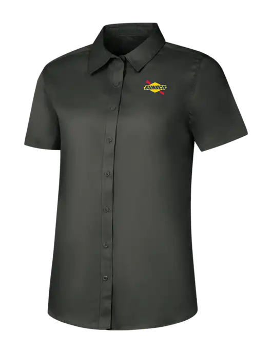 Womens Dark Grey Short Sleeve Superpro React Twill Shirt w/Sunoco Logo