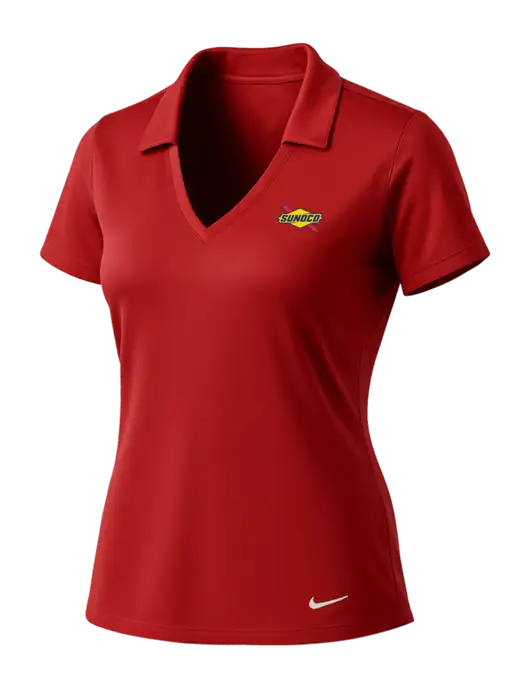 NIKE Red Womens Dri-Fit Vertical Mesh Polo w/Sunoco Logo