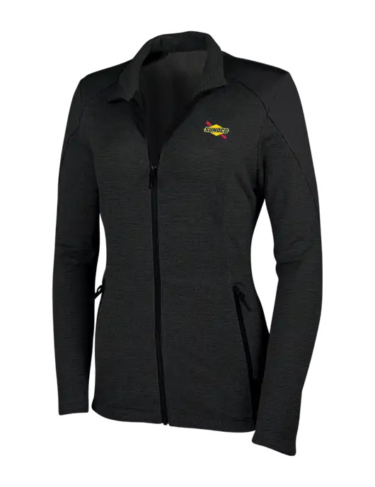 Womens Black Grid Fleece Jacket w/Sunoco Logo