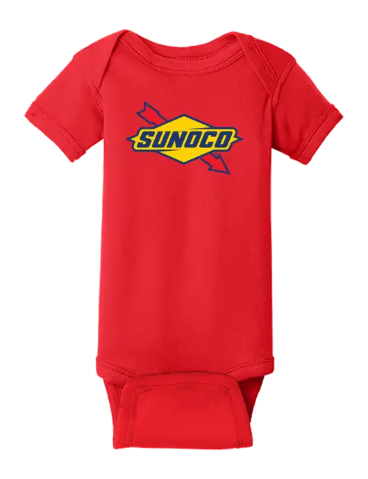 Rabbit Skins Red Infant Short Sleeve Baby Rib Bodysuit w/Sunoco Logo