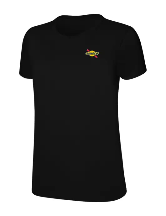 Womens Ring Spun Jet Black 4.5 oz T-Shirt w/Sunoco Logo