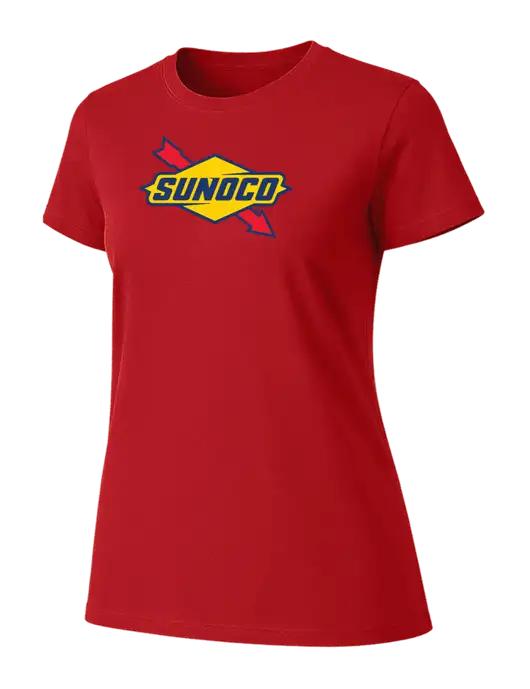 Womens Ring Spun Bright Red 4.5 oz T-Shirt w/Sunoco Logo