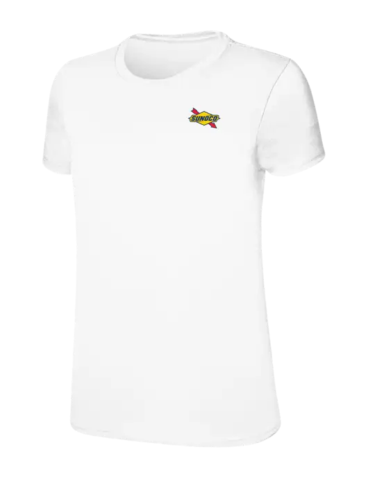 Womens Ring Spun White 4.5 oz T-Shirt w/Sunoco Logo
