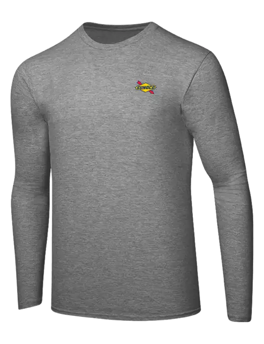 Ring Spun Light Heather Grey 4.5 oz Long Sleeve T-Shirt w/Sunoco Logo