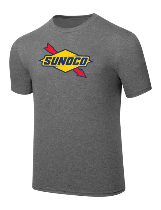 Simply Soft Heathered Medium Grey 4.5oz  Poly/Combed Ring Spun Cotton T-Shirt w/Sunoco Logo