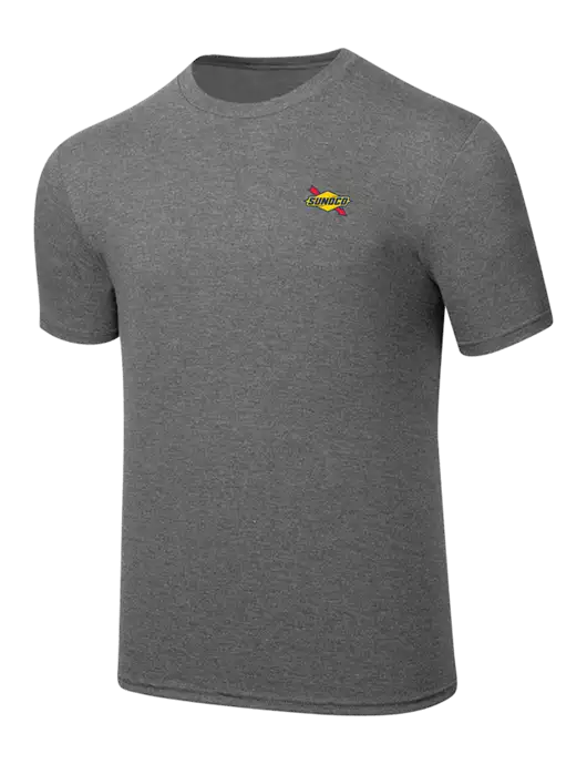 Simply Soft Heathered Medium Grey 4.5oz  Poly/Combed Ring Spun Cotton T-Shirt w/Sunoco Logo