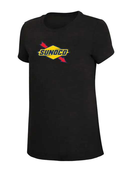 Womens Simply Soft Black 4.5oz Poly/Combed Ring Spun Cotton T-Shirt w/Sunoco Logo