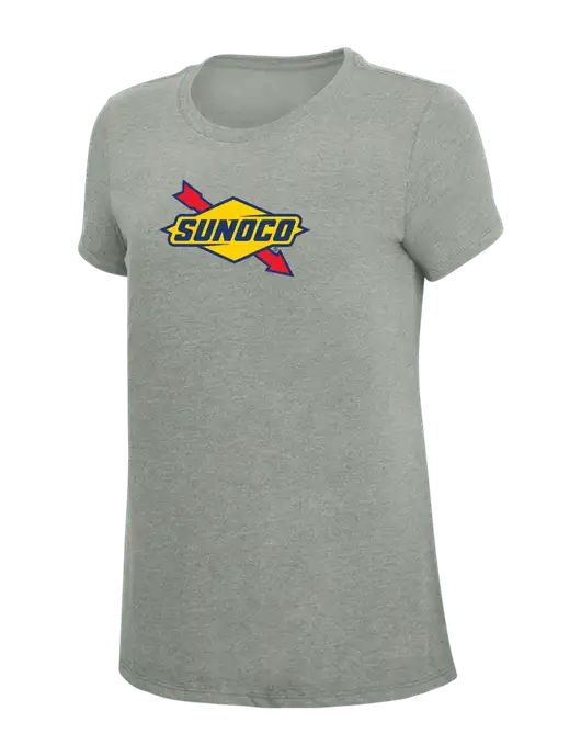 Womens Simply Soft Grey Frost 4.5oz  Poly/Combed Ring Spun Cotton T-Shirt w/Sunoco Logo