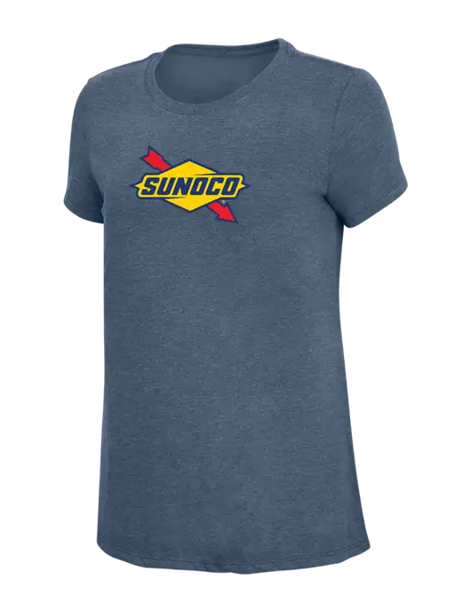 Womens Simply Soft Navy Frost 4.5oz  Poly/Combed Ring Spun Cotton T-Shirt w/Sunoco Logo