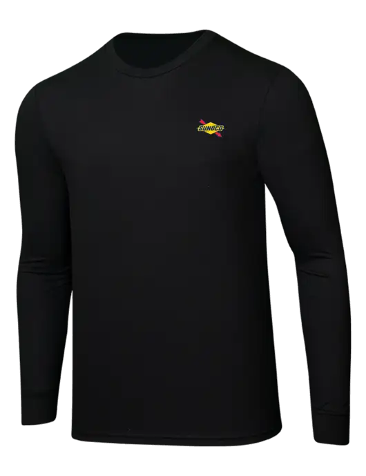 Simply Soft Long Sleeve Black 4.5 oz, Poly/Combed Ring Spun Cotton T-Shirt w/Sunoco Logo