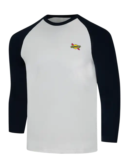 Simply Soft 3/4 Sleeve Black/White Ring Spun Cotton T-Shirt w/Sunoco Logo