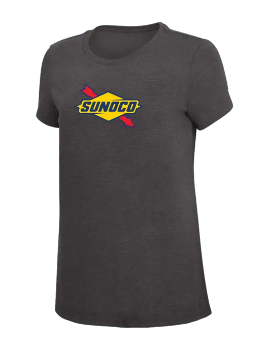 Womens Simply Soft Heather Charcoal 4.5oz  Poly/Combed Ring Spun Cotton T-Shirt w/Sunoco Logo