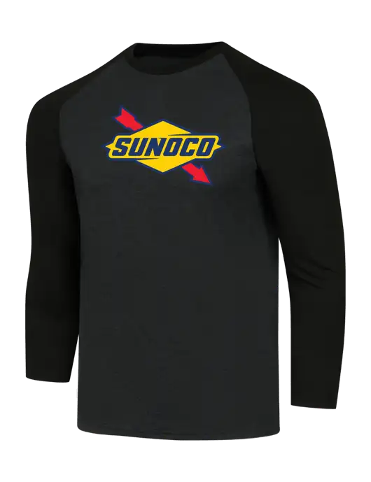 Simply Soft 3/4 Sleeve Black/Black Frost Ring Spun Cotton T-Shirt w/Sunoco Logo