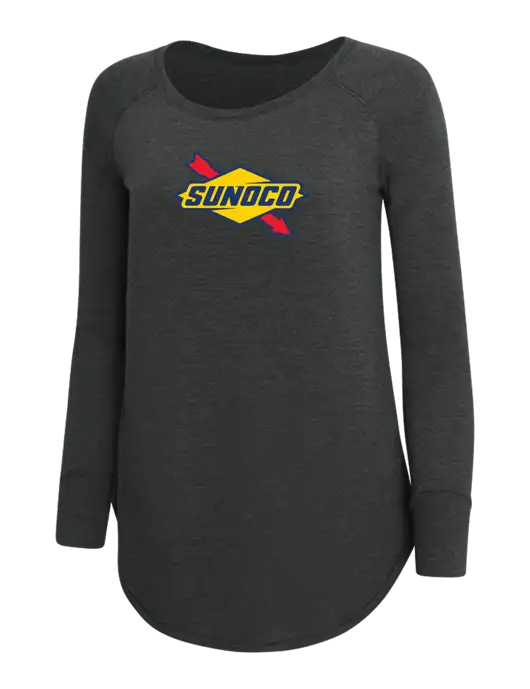 Womens Perfect Wide Collar Tunic Tri-Blend Black Frost 4.5 oz T-Shirt w/Sunoco Logo