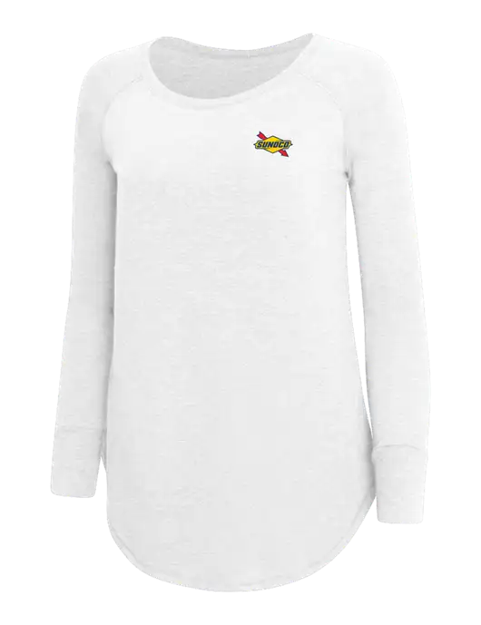 Womens Perfect Wide Collar Tunic Tri-Blend White 4.5 oz T-Shirt w/Sunoco Logo