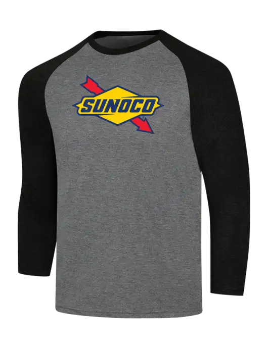 Simply Soft 3/4 Sleeve Black Frost/Grey Frost Ring Spun Cotton T-Shirt w/Sunoco Logo