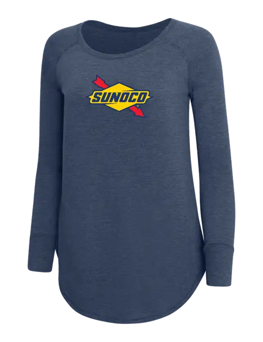 Womens Perfect Wide Collar Tunic Tri-Blend Navy Frost 4.5 oz T-Shirt w/Sunoco Logo