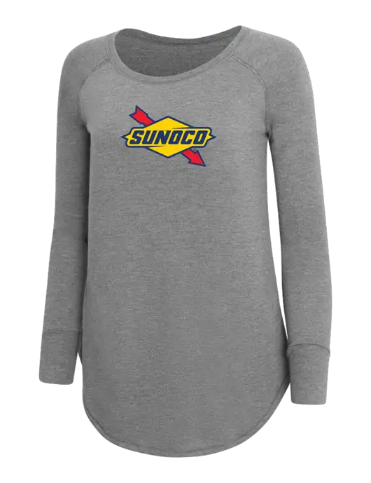Womens Perfect Wide Collar Tunic Tri-Blend Grey Frost 4.5 oz T-Shirt w/Sunoco Logo