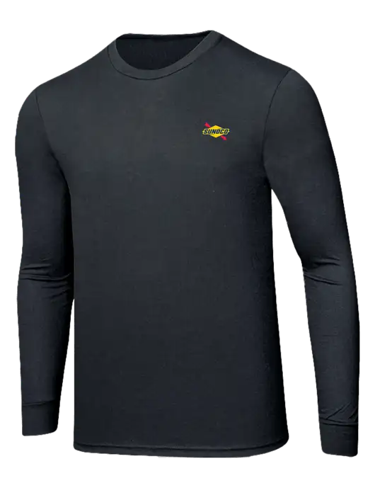 Simply Soft Long Sleeve Black Frost 4.5 oz, Poly/Combed Ring Spun Cotton T-Shirt w/Sunoco Logo