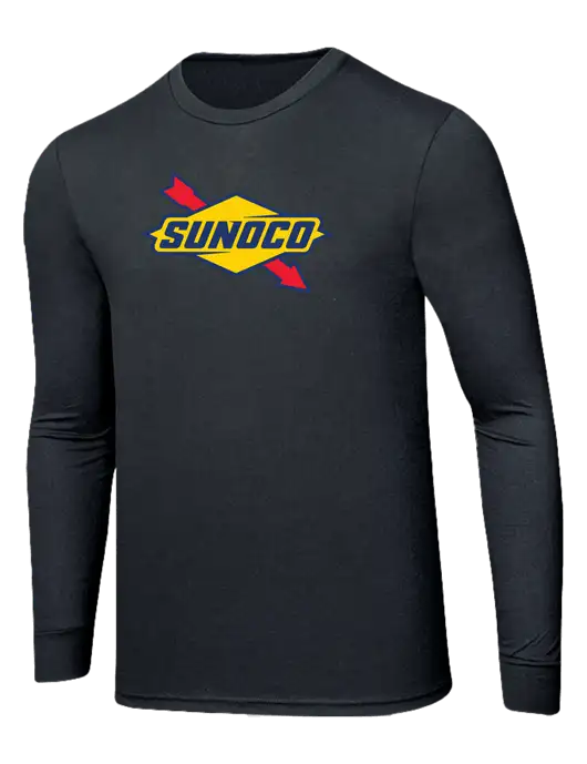 Simply Soft Long Sleeve Black Frost 4.5 oz, Poly/Combed Ring Spun Cotton T-Shirt w/Sunoco Logo