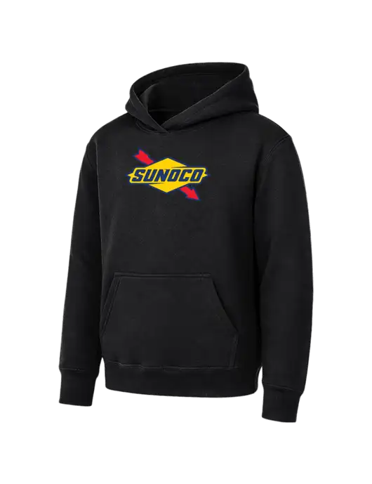 Youth Black 7.8 oz Pullover Hooded Sweatshirt w/Sunoco Logo