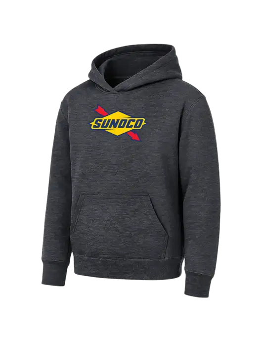 Youth Dark Heather Grey 7.8 oz Pullover Hooded Sweatshirt w/Sunoco Logo