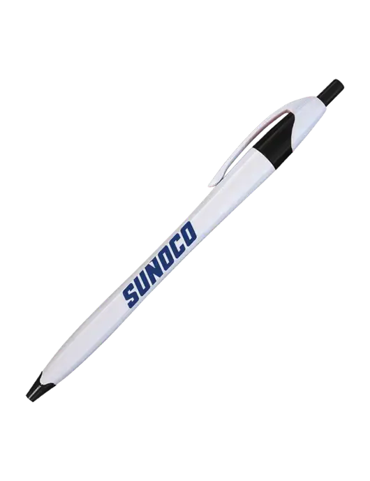 Novella White/Black Classic Pen - Blue Ink w/Sunoco Logo