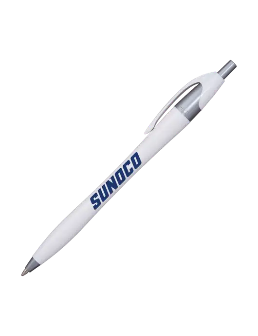 Novella White/Silver Shimmer Pen - Blue Ink w/Sunoco Logo