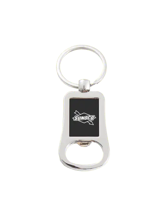 Silver & Black Bottle Opener Keychain w/Sunoco Logo