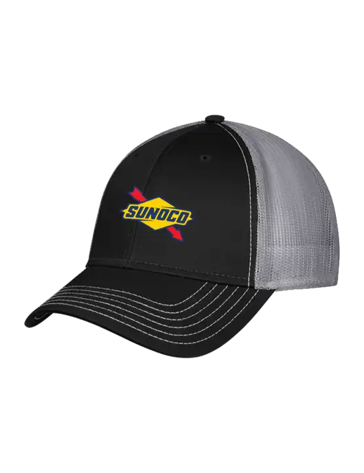 Black/Medium Dark Grey Mesh Trucker Cap Snap Back w/Sunoco Logo