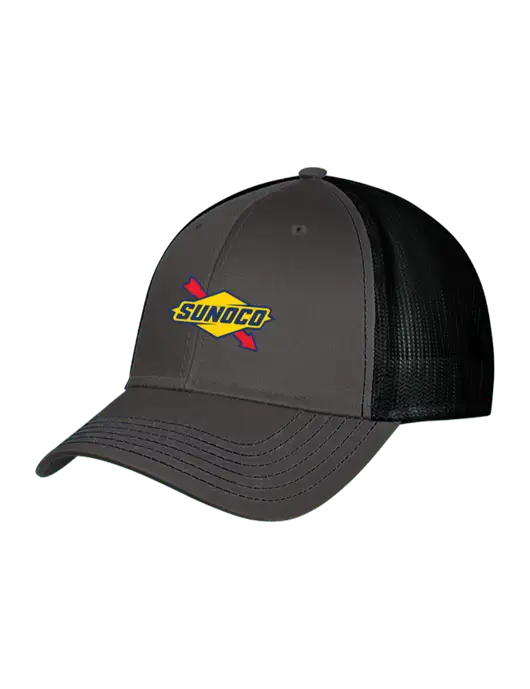 Charcoal & Black Mesh Trucker Cap Snap Back w/Sunoco Logo