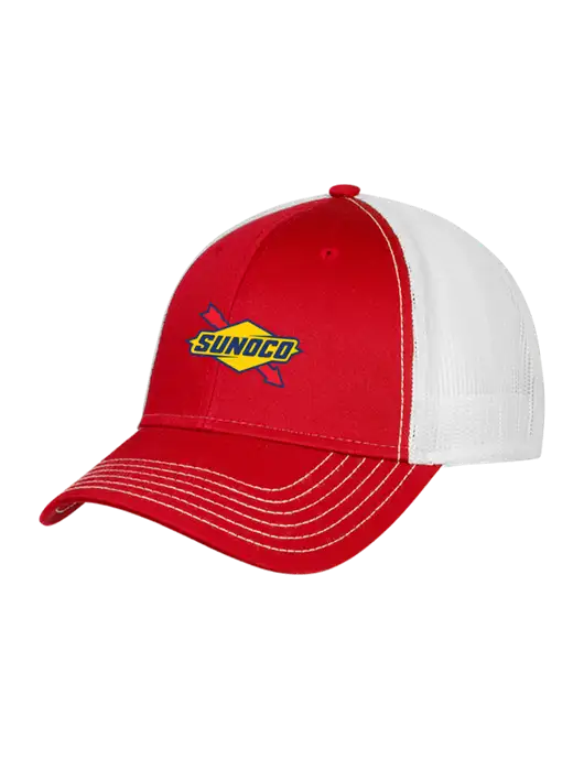 Red/White Mesh Trucker Cap Snap Back w/Sunoco Logo