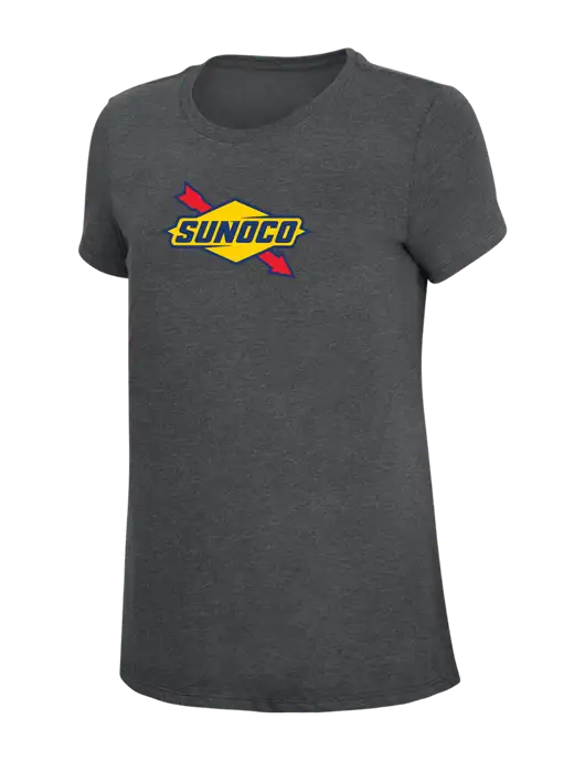 Womens Simply Soft Charcoal 4.5oz Poly/Combed Ring Spun Cotton T-Shirt w/Sunoco Logo
