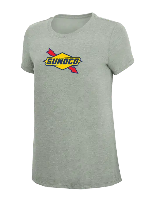 Womens Simply Soft Heathered Light Grey 4.5oz Poly/Combed Ring Spun Cotton T-Shirt w/Sunoco Logo