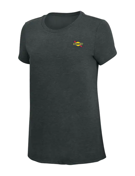 Womens Simply Soft Black Frost 4.5oz Poly/Combed Ring Spun Cotton T-Shirt w/Sunoco Logo
