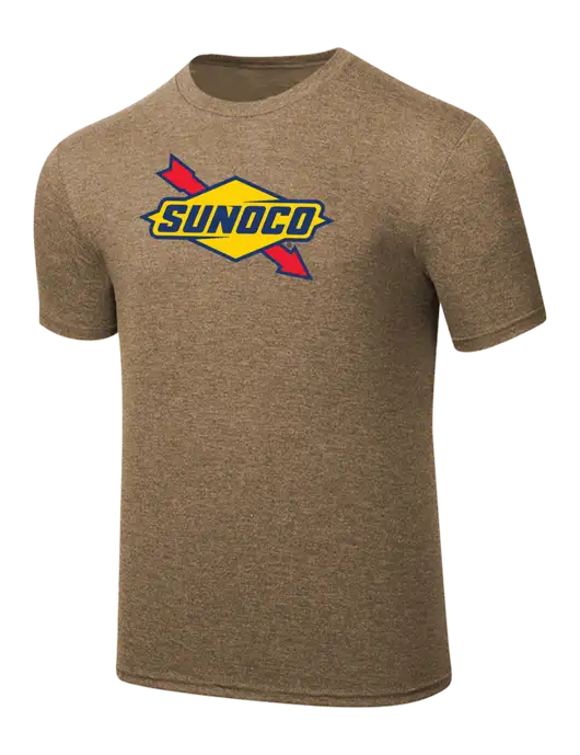 Simply Soft Light Brown Heathered 4.5oz  Poly/Combed Ring Spun Cotton T-Shirt w/Sunoco Logo