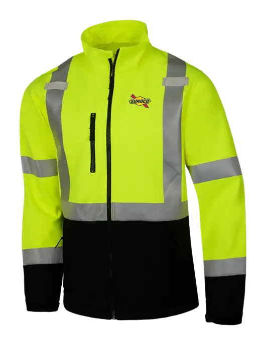 CornerStone Safety Yellow ANSI 107 Class 3 Soft Shell Jacket w/Sunoco Logo
