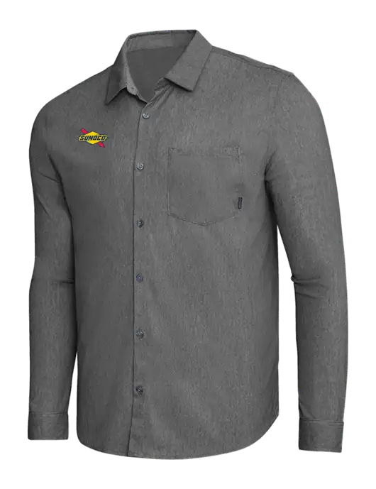 OGIO Dark Grey Heather Extend Long Sleeve Button Up Shirt w/Sunoco Logo