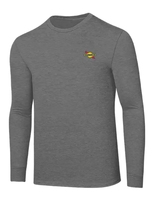 Core Blend Medium Grey Heather Long Sleeve Tee w/Sunoco Logo