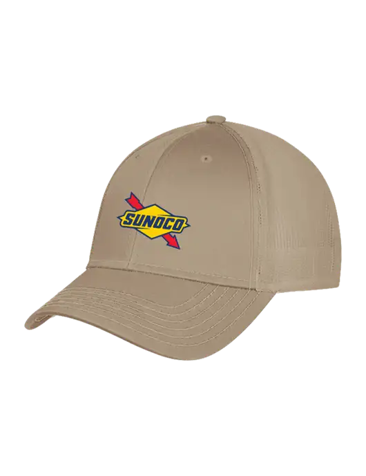 Khaki Mesh Trucker Cap Snap Back w/Sunoco Logo