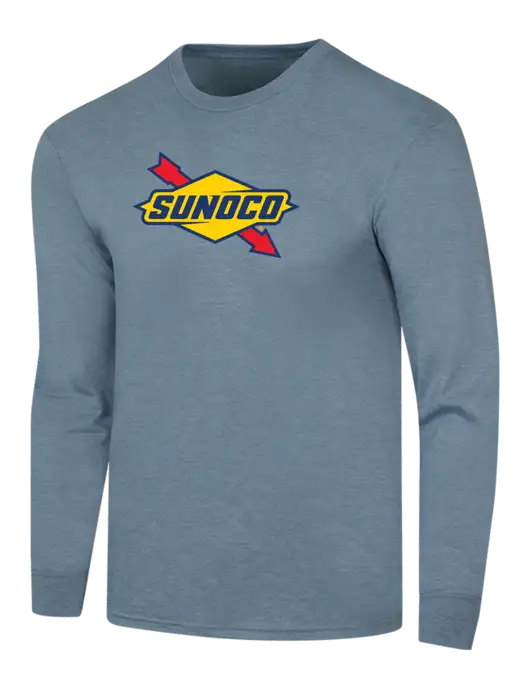Simply Soft Long Sleeve Slate Blue Heather 4.5 oz, Poly/Combed Ring Spun Cotton T-Shirt w/Sunoco Logo