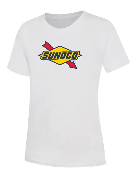 Womens White Core Blend Tee w/Sunoco Logo