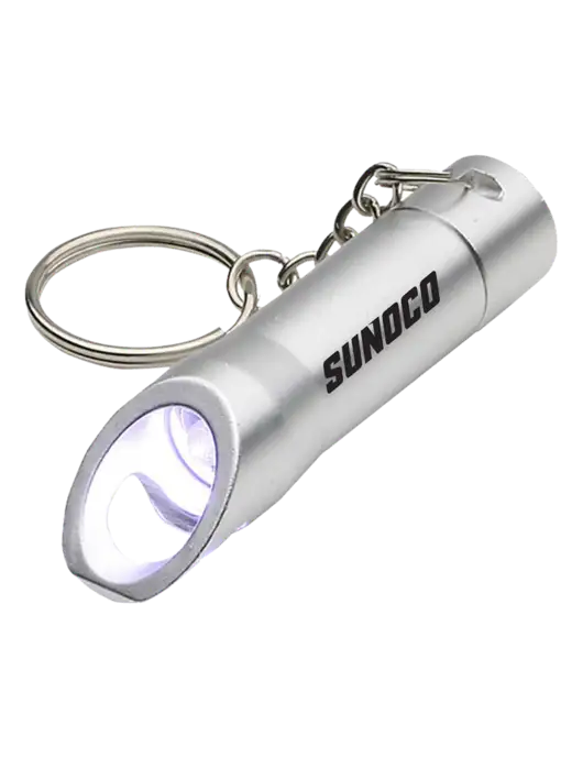 Silver Pocket LED Flashlight with Bottle Opener & Keychain w/Sunoco Logo