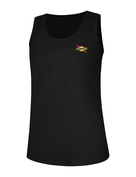 Womens Black Perfect Tri Racerback Tank w/Sunoco Logo